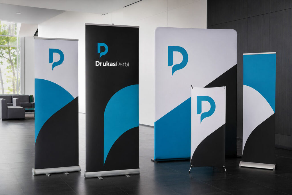 Lielformata druka prieks rollup displejiem