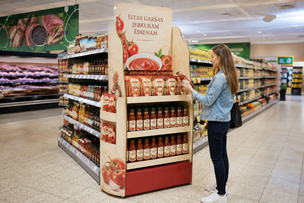 brivi stavosi kartona stendi jusu produktam